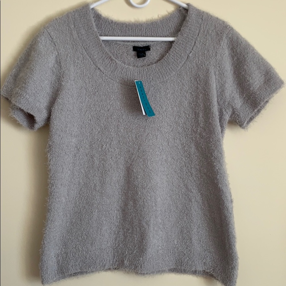 Light gray fuzzy sweater Here+Now